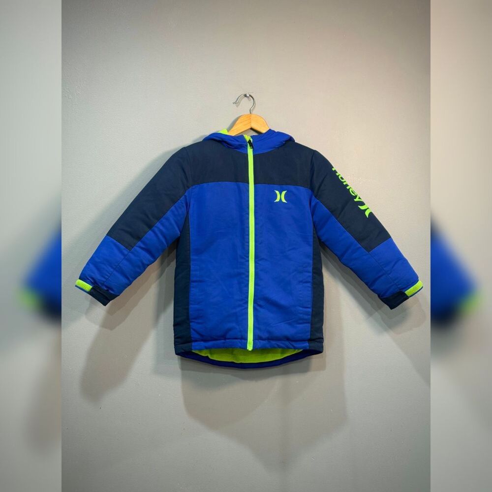 Boys Blue Hurley Hooded Winter Coat Size S (7/8) EUC